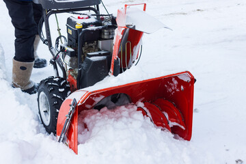 A snow thrower is the best assistant for snow removal in the winter.snow removal with...