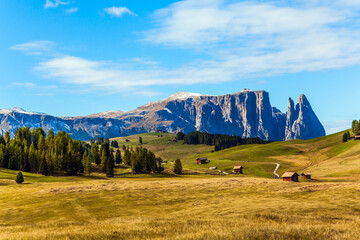 Alpe di Siusi is plateau in the Dolomites