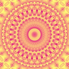 3d Computer generated beautiful Mandala pattern texture in vibrant colors. ornamental design.