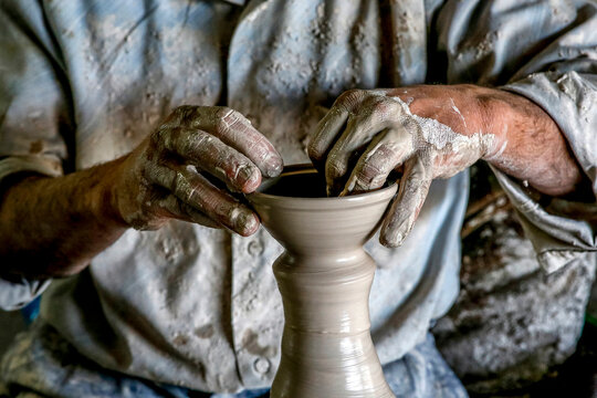 Ceramic potery and glass blowing factory in Hebron, West Bank, Palestine. 08.04.2018