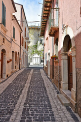 A narrow street in Macchiagodena, an old town in the Molise region, Italy.