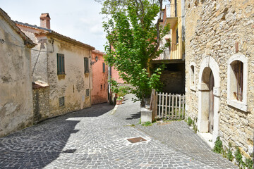 Fototapeta na wymiar A narrow street in Macchiagodena, an old town in the Molise region, Italy.