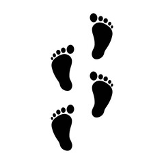 Many footprints silhouette sign, footsteps flat icon or logo in modern line style. High quality black pictogram for web site design and mobile apps. Illustration on a white background. Vector EPS 10