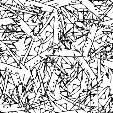 Seamless monochrome pattern of abstract elements