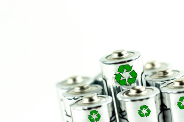 concept Recycle batteries. separate garbage collection in