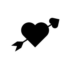 Lovestruck sign. Arrow through heart flat vector icon for apps and websites, relationship concept. Black heart arrow icon on white background. Love symbol, vector illustration EPS 10.