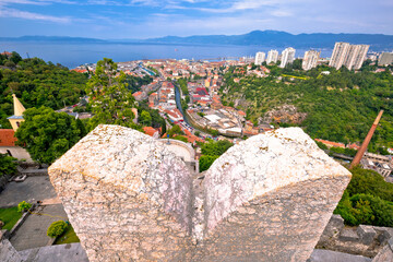 Fototapeta na wymiar City of Rijeka panoramic view from Trsat Gradina fortress