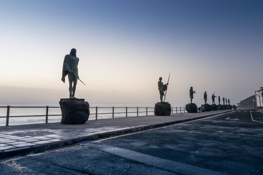 Statues of the Menceyes Guanches Kings in Candelaria, Tenerife, Spain