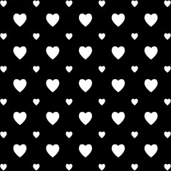 White heart seamless pattern on black background