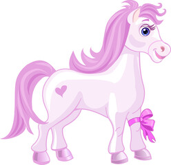 Obraz na płótnie Canvas little pony. pink pony with bow