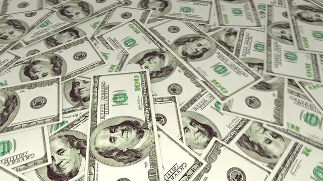 Mesa con d&oacute;lares girando. Loop. Sin fin