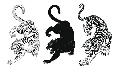 design elements of tiger vector illustrations