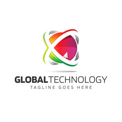Global technology colorful logo vector illustration