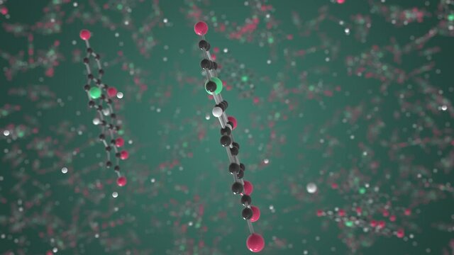 Molecule of beclometasone. Molecular model, science related looping 3d animation