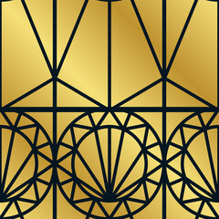 Seamless art deco geometric black and gold pattern. Vector illustration