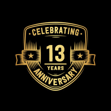 13 years anniversary celebration shield design template. Vector and illustration.