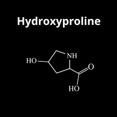 Amino acid Hydroxyproline. Chemical molecular formula Hydroxyproline amino acid. Vector illustration on isolated background