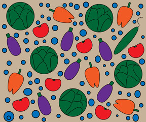 the patter consists of vegetables tomatoes, cucumbers.