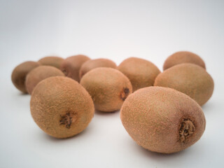 A group of kiwis on white background. 