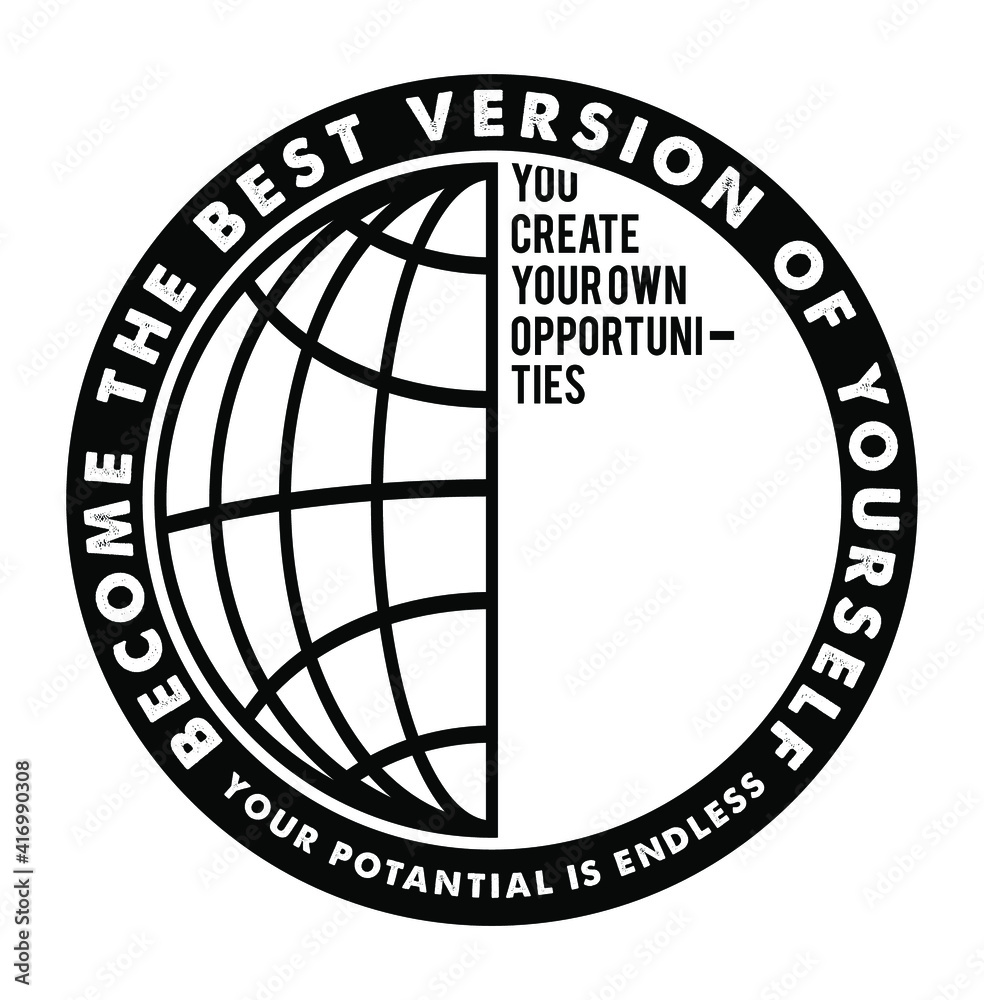 Fototapete Globe with motivational text placement print design become the best version of you