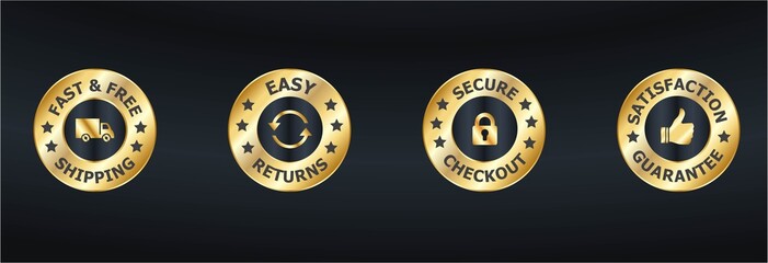 Money back guarantee, Free Shipping Trust Badges ,Trust Badges, secure checkout, easy returns