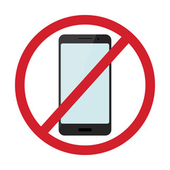 No phone icon on white background.  Digital detox. Flat vector illustration