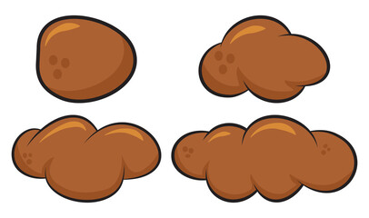 Poo, poop faeces set. Human or animal stool set. Vector cartoon illustration isolated on white. background.