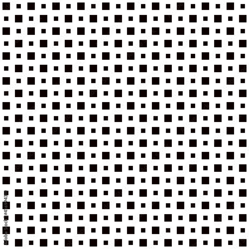 Poster Big and small squares pattern. White background and black squares.