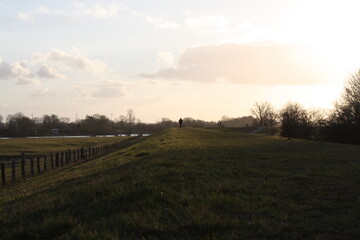 walk on a dike with view on the Weser