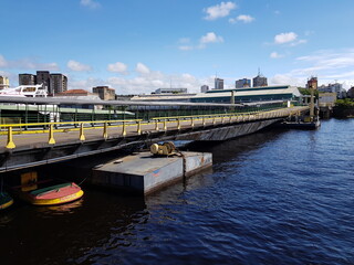 Bridge to the fluvial port of Manaus, where passengers and goods can be loaded and unloaded. Manaus...