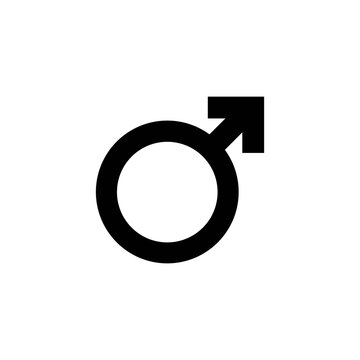 Simple male gender or sex symbol line icon in black for web site and mobile app, modern minimalistic flat design. Isolated on white background. Vector EPS 10.