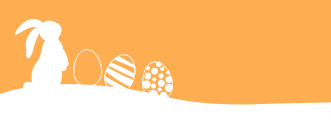 Easter banner with rabbits and easter eggs. Vector illustration. - 416996312