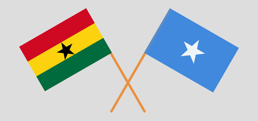 Crossed flags of Ghana and Somalia. Official colors. Correct proportion