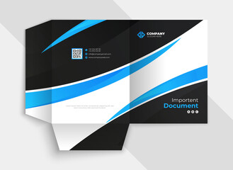 Business Presentation Folder Template For Corporate Office With Blue and Black Color