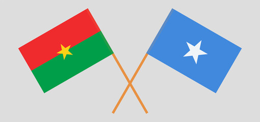 Crossed flags of Burkina Faso and Somalia. Official colors. Correct proportion