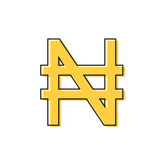 colour Nigerian Naira  icon. Nigerian Naira  sign. vector