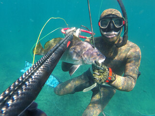 spearfishing in sea