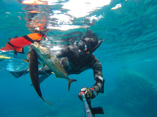 spearfishing in sea