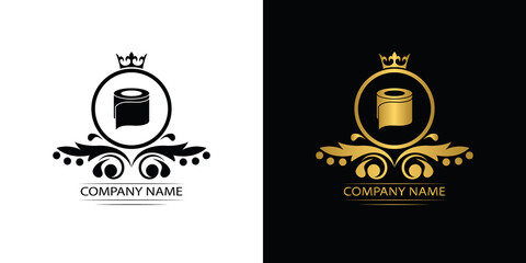 toliet paper logo template luxury royal vector company decorative emblem with crown	
