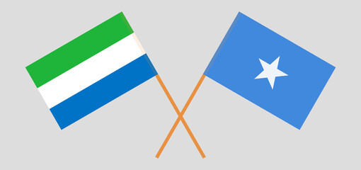 Crossed flags of Sierra Leone and Somalia. Official colors. Correct proportion