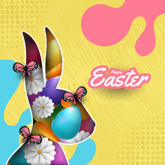 Happy easter with rabbit silhouette