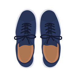 Men's shoes vector stock illustration. A pair of sneakers poster for a teenager. A pair of blue leather shoes. Suede loafers. Isolated on a white background.