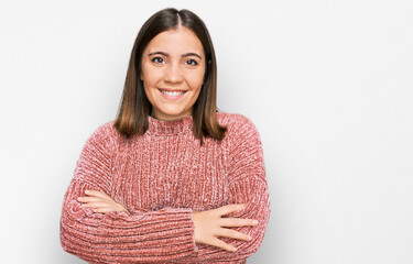 Young beautiful woman wearing casual clothes happy face smiling with crossed arms looking at the camera. positive person.