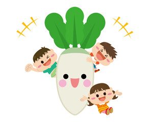 野菜/大根と子どもたち