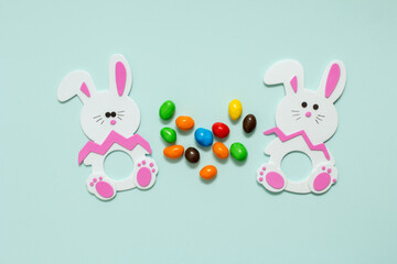 easter bunny with easter eggs