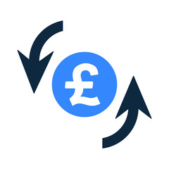 pound sterling rotation update icon. Glyph vector isolated on a white background.