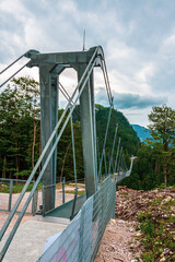 The highline179, a pedestrian suspension bridge in the form of a rope bridge in Tyrol, Austria.