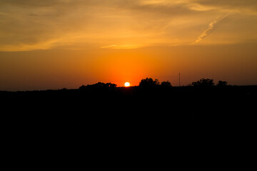 Glowing red sunset in oklahoma 