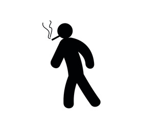 Man walking and smoking vector icon.  Editable stroke. Symbol in Line Art Style for Design, Presentation, Website or Apps Elements, Logo. Pixel vector graphics - Vector