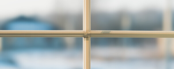 Fototapeta na wymiar Plastic window with sprats in a new house